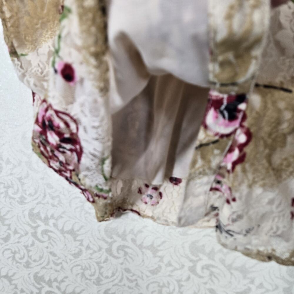 Venezia Lace Top 18/20 Ivory Multi Button Front Flutter Sleeve Fairy Boho - Picture 10 of 16